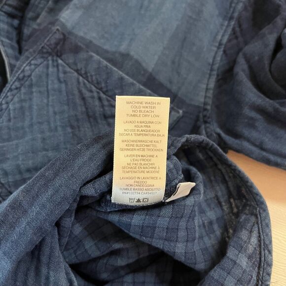 ANTHROPOLOGIE Cloth & Stone Blue Plaid Long Sleeve Button-Up Womens Shirt Small - Picture 8 of 9